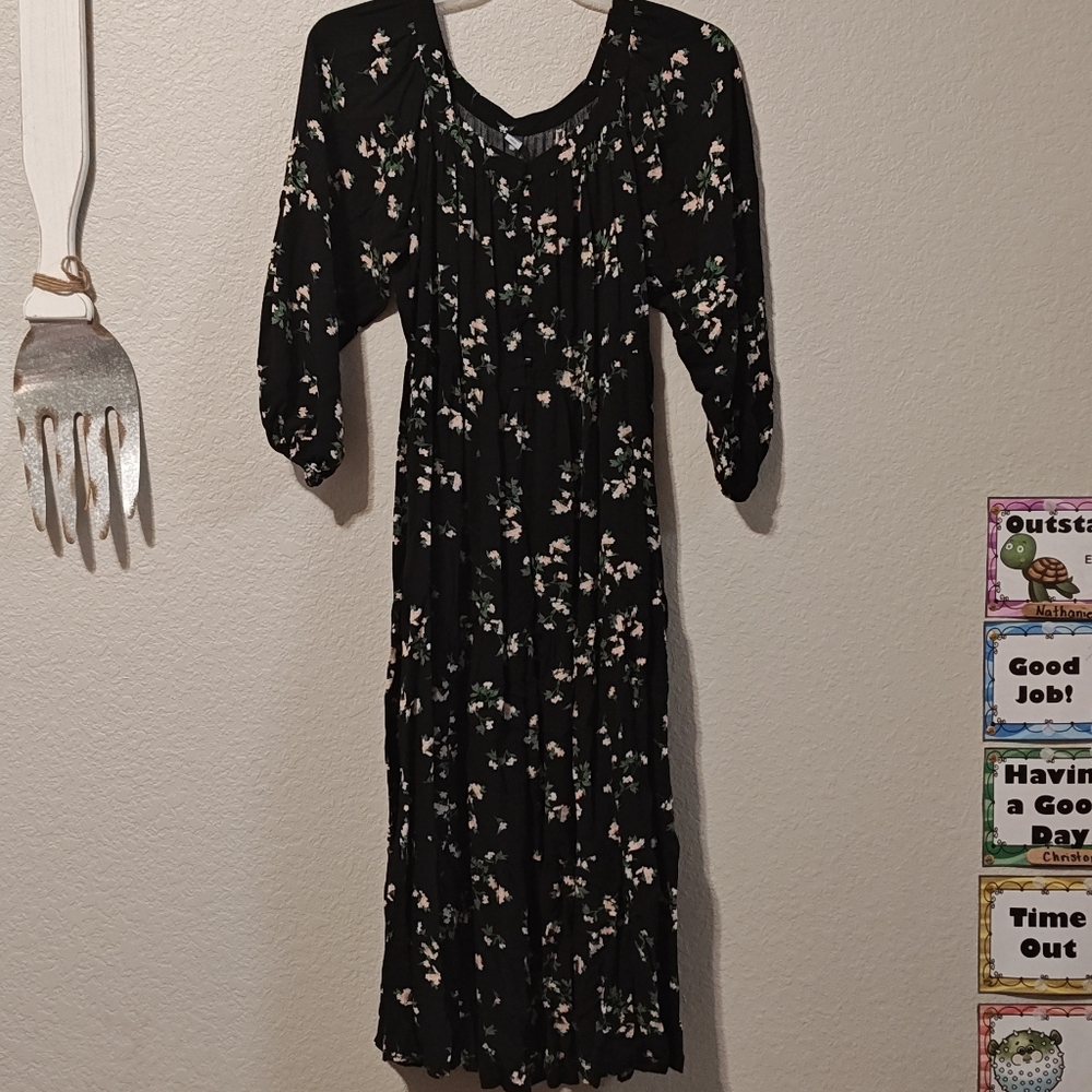 Floral Black Dress